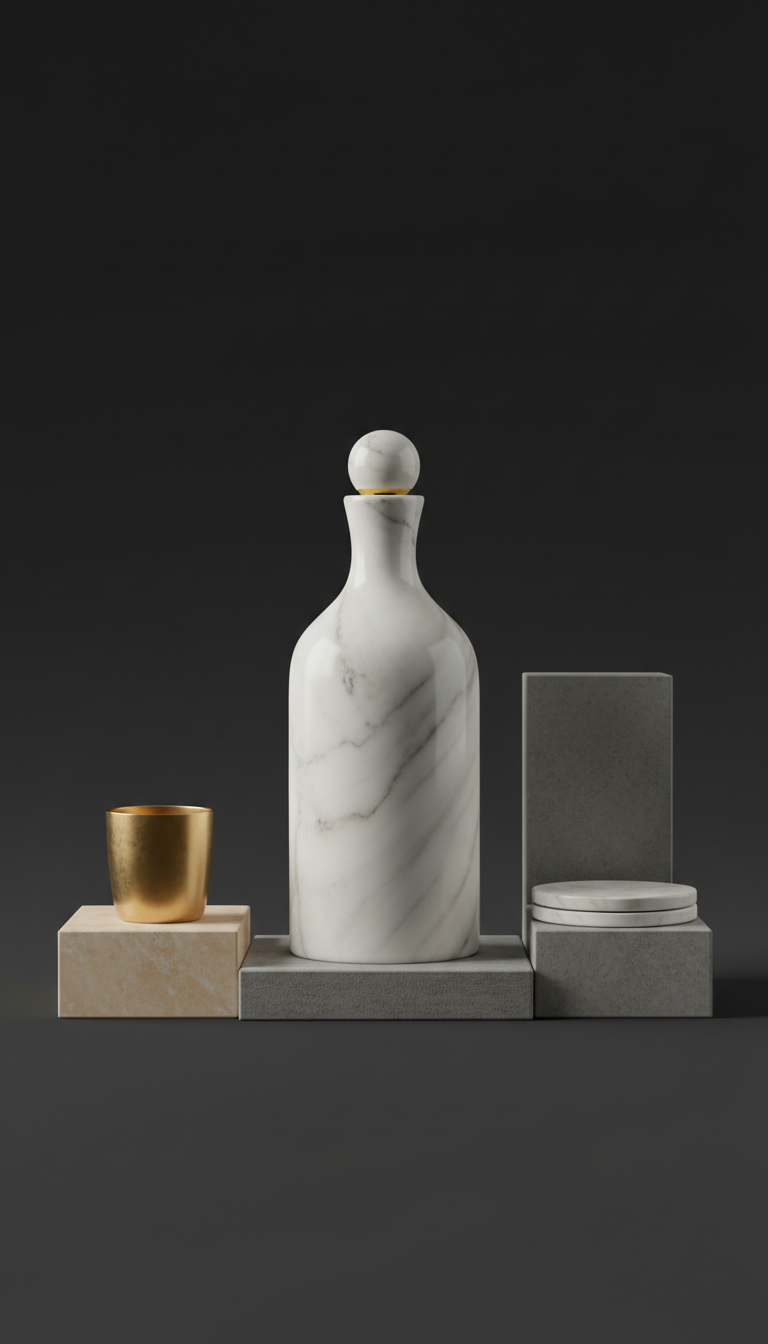 Marble Water Carafe With Sculpted Lid