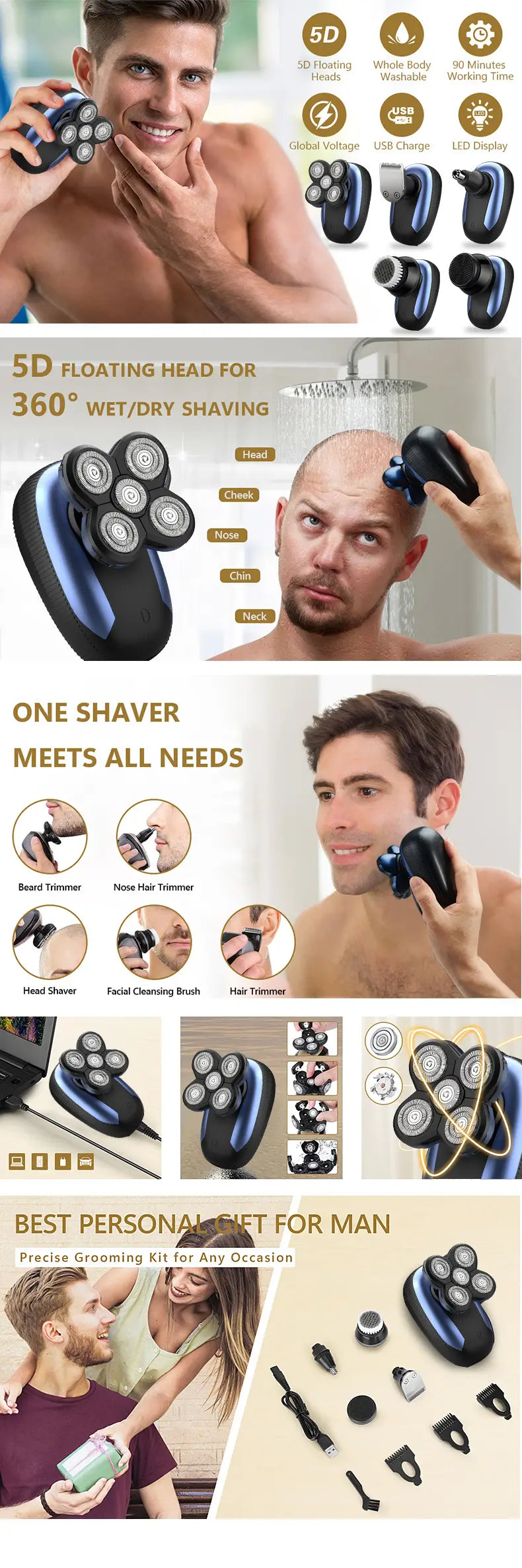 Cordless Electric Hair Shaver Kit